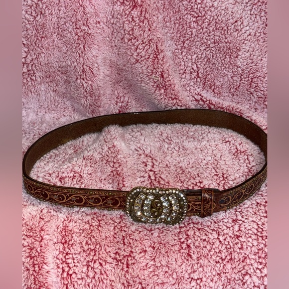 VINTAGE TONY LAMA Belt 38 Brown Cowhide leather Western Cowboy Rodeo - Picture 2 of 10